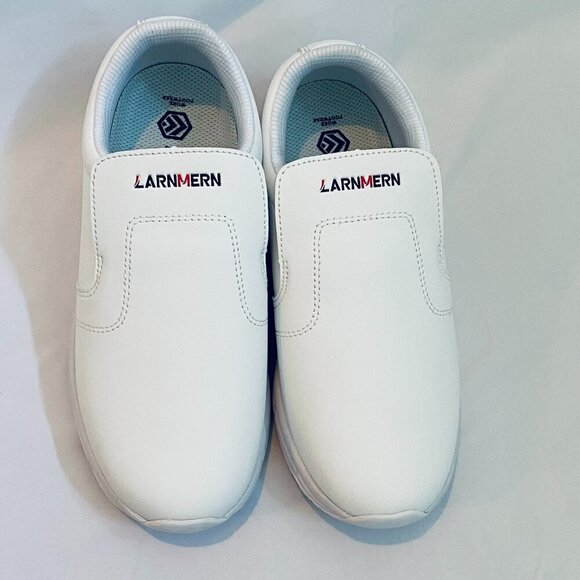 LarnMern Shoes - LarnMern Chef Shoe, Medical Shoe, Work Sneaker, Size 37(US 5), white, slip on